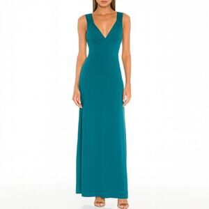 House of Harlow 1960 Teal Plunge Neck Gown Size Small